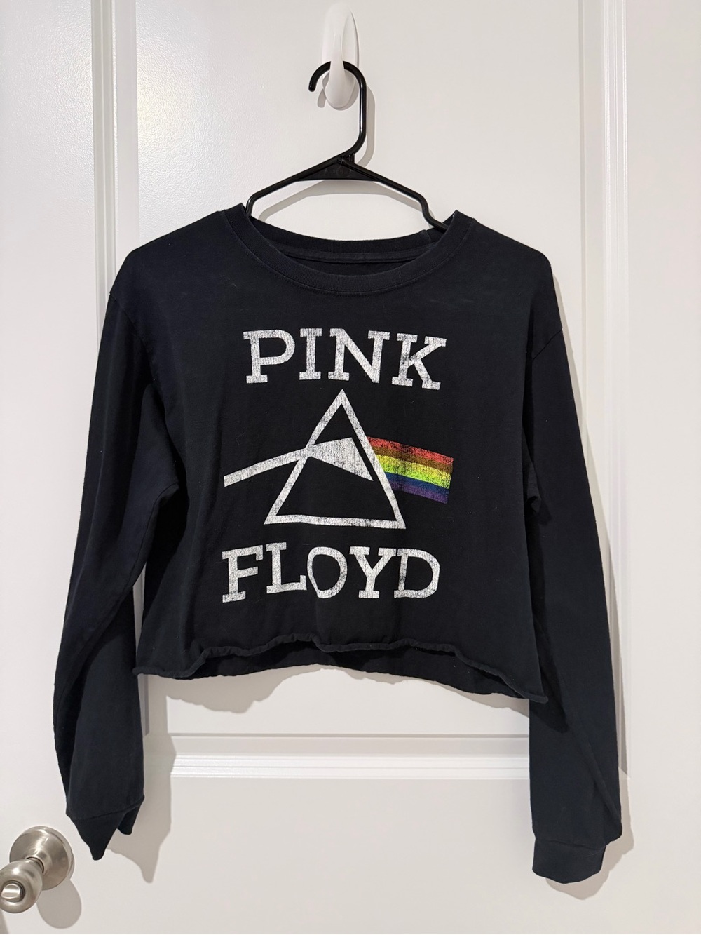 Pink Floyd Black Kids' Long-Sleeve Graphic Tee with Rainbow Prism